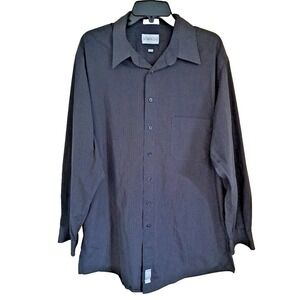 Alexander Lloyd Shirt Mens 17‎ 1/2 Tall Black Long Sleeve Button Front Pocket